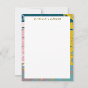 Personalised Name Marble Border Stationery Lover Card