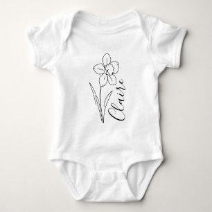 Personalised name March daffodil Birth Flower Baby Bodysuit