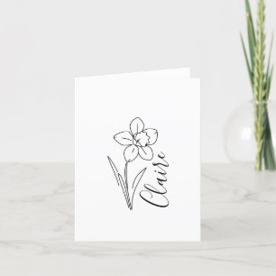 Personalised name March daffodil Birth Flower Thank You Card