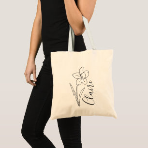 Personalised name March daffodil Birth Flower Tote Bag