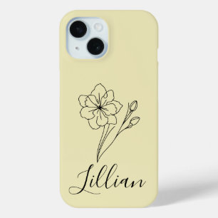 Personalised name March jonquil Birth Flower iPhone 15 Case