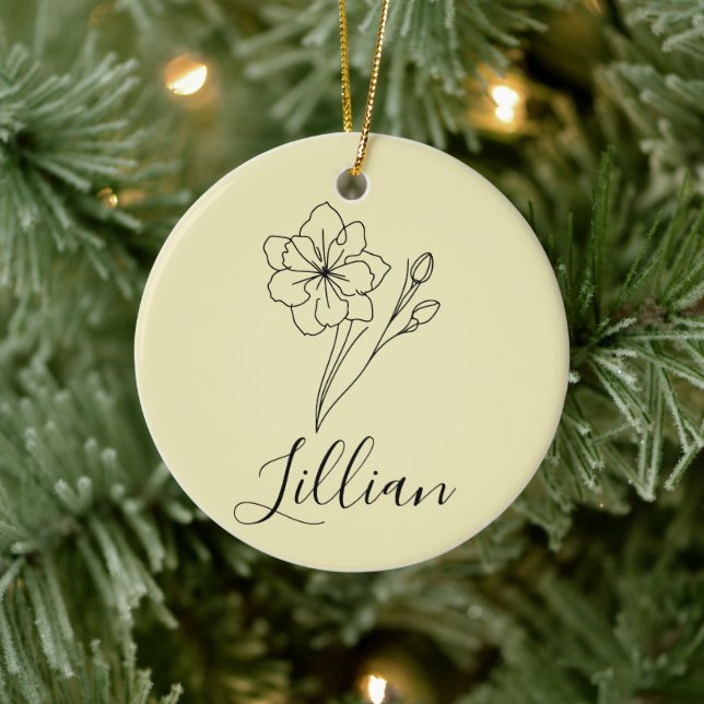 Personalised name March jonquil Birth Flower Ceramic Tree Decoration (Tree)