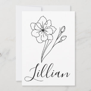 Personalised name March jonquil Birth Flower Invitation
