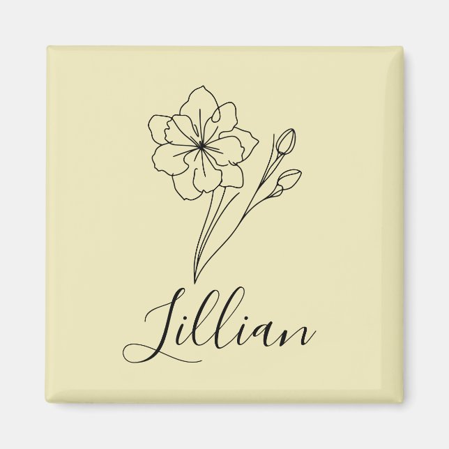 Personalised name March jonquil Birth Flower Magnet (Front)