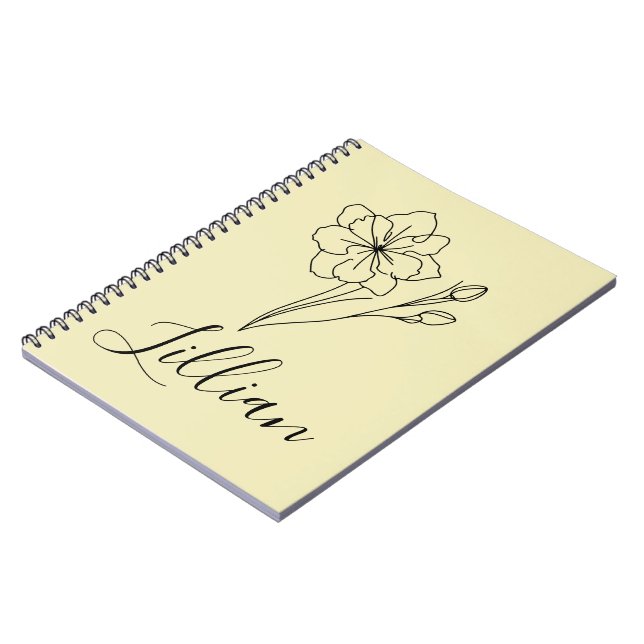 Personalised name March jonquil Birth Flower Notebook (Left Side)