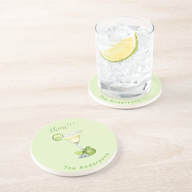 Personalised Name Margarita Cheers Coaster (Side)