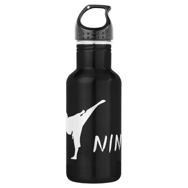 Personalised name martial arts sports water bottle (Front)
