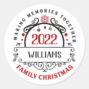 Personalised Name Matching Family Christmas Classic Round Sticker