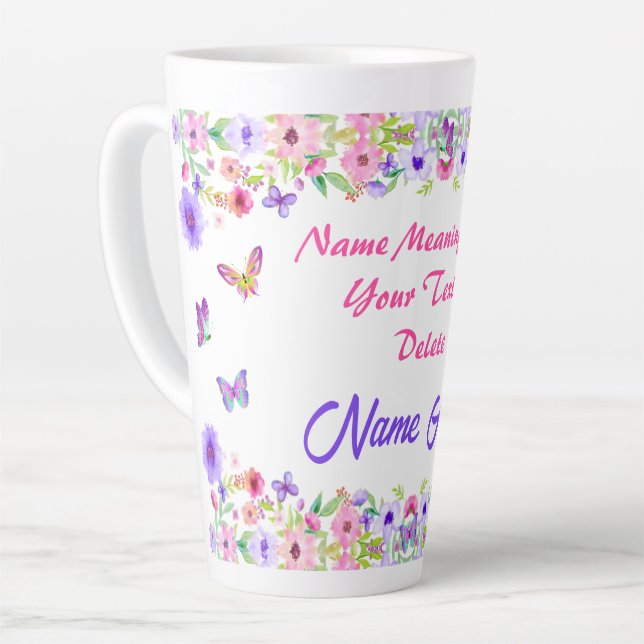 Personalised, Name Meaning Gifts for Her,  Latte Mug (Left Angle)