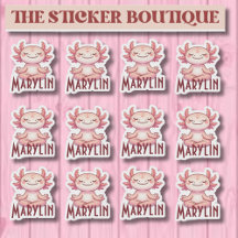  Personalised Name Meditating Axolotl Sticker Pack