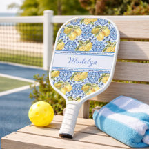 Personalised Name Mediterranean Lemon Blue Tile