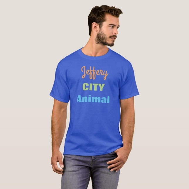 Personalised Name Men's T-shirt Script City Animal (Front Full)