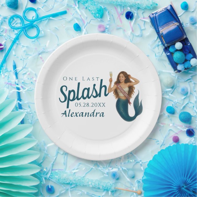Personalised Name Mermaid Bachelorette Paper Plate (Party)