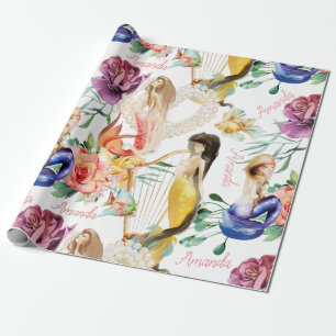 Personalised Name Mermaid Lover Pretty Wrapping Paper