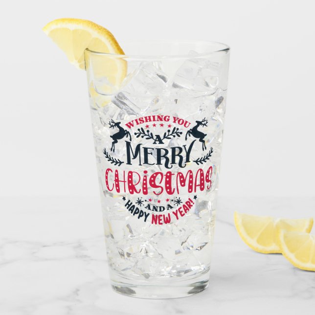 Personalised Name Merry Christmas And New Year Glass (Front Ice)