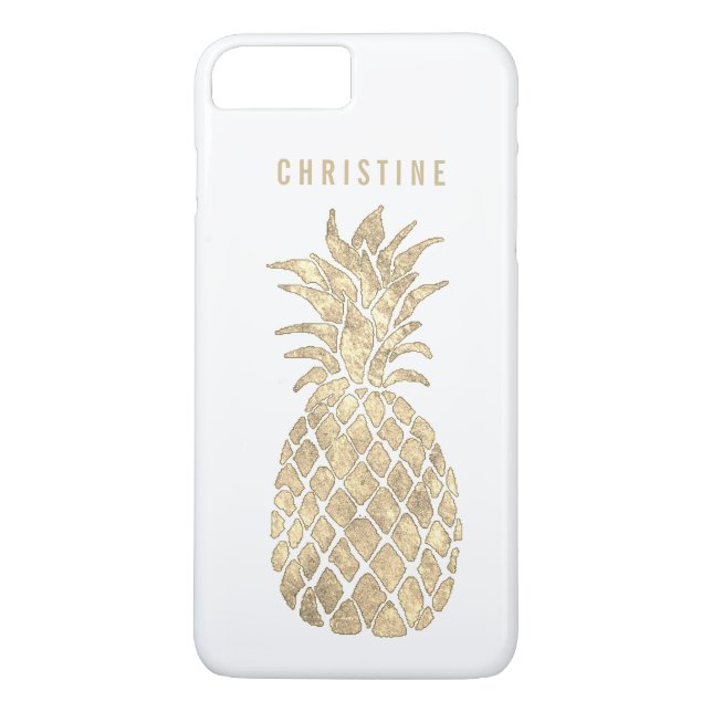 personalised name metallic effect pineapple Case-Mate iPhone case (Back)