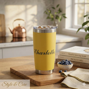 Personalised Name Metallic Gold Custom Insulated Tumbler