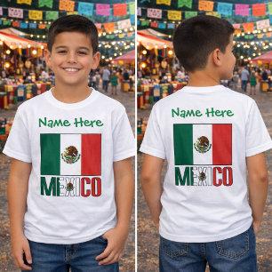 Personalised Name Mexico Flag Design Boy's T-Shirt