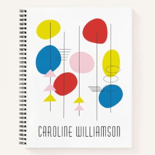 Personalised Name Mid Century Modern Colourful Notebook