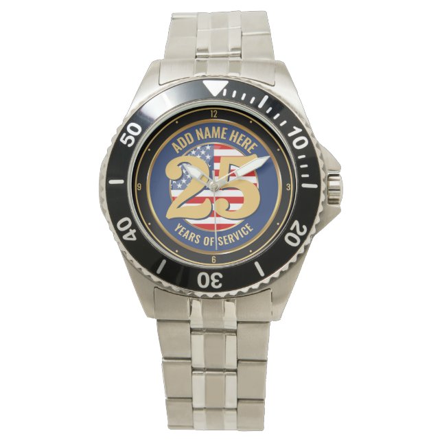 Personalised NAME Military or Police Retirement  Watch (Front)
