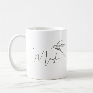 Personalised name Minimal Bird design Coffee Mug