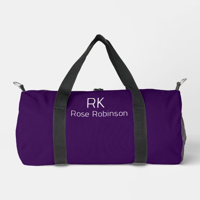 Personalised Name Minimal Classic Elegant Purple Duffle Bag (Front)