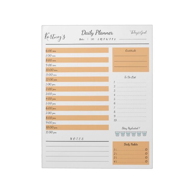 Personalised Name minimal daily planner Notepad (Rotated)