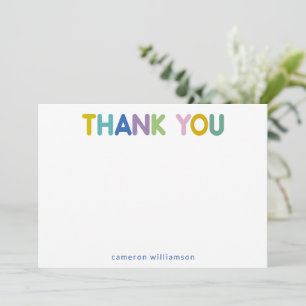 Personalised Name Minimalist Rainbow Typography Thank You Card