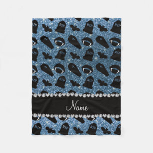Personalised name misty blue glitter vampire fleece blanket