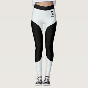 Personalised Name Modern Black Ice Blue Monogram Leggings