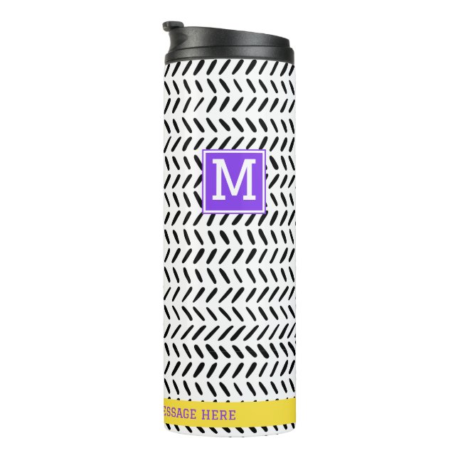 Personalised Name Modern Black & White Whimsical Thermal Tumbler (Rotated Right)