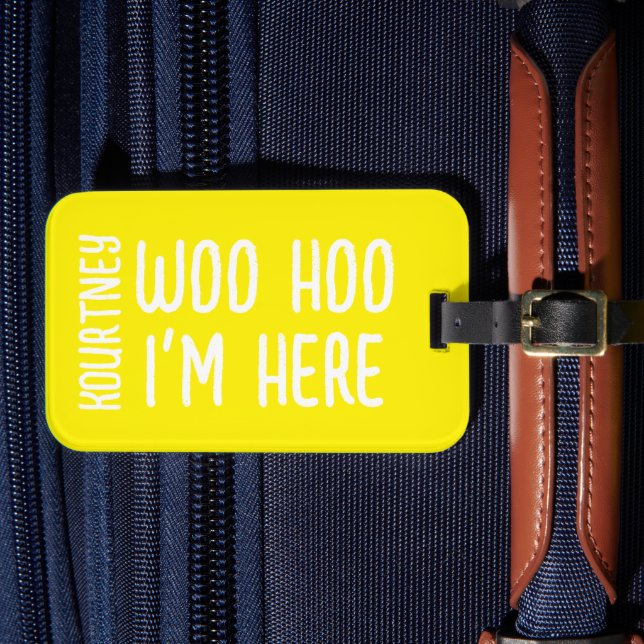 Personalised Name Modern Bold Funny Luggage Tag (Front Insitu 4)
