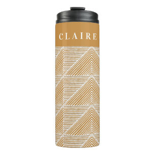 Personalised Name Modern Geometric Warm Gold Thermal Tumbler