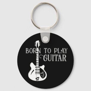 Personalised Name Modern Minimal Electric Guitar Key Ring
