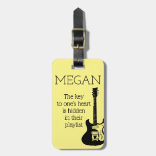 Personalised Name Modern Minimal Electric Guitar L Luggage Tag