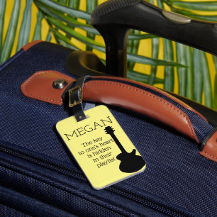 Personalised Name Modern Minimal Electric Guitar Luggage Tag