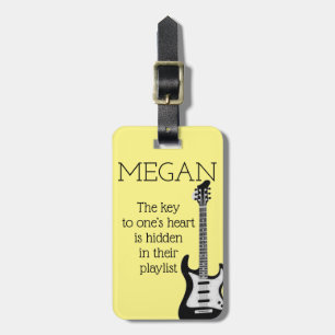 Personalised Name Modern Minimal Electric Guitar Luggage Tag