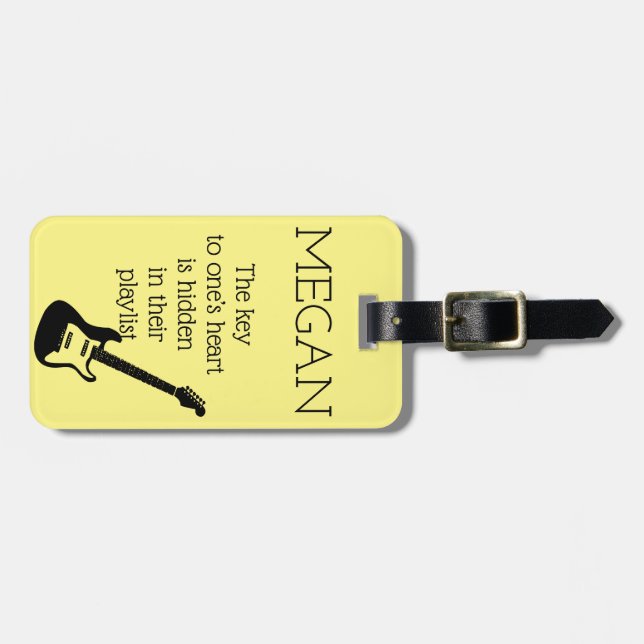 Personalised Name Modern Minimal Electric Guitar   Luggage Tag (Front Horizontal)