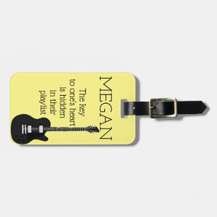 Personalised Name Modern Minimal Electric Guitar Luggage Tag