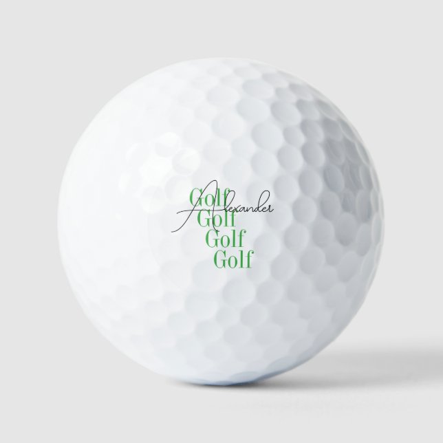 Personalised Name Modern Minimal Golf Balls (Front)