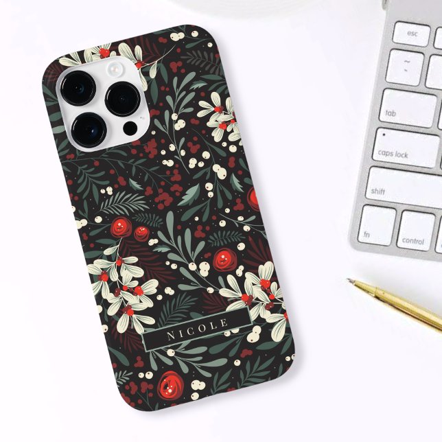 Personalised Name Modern Moody Floral Botanical Case-Mate iPhone Case (Creator Uploaded)