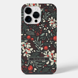 Personalised Name Modern Moody Floral Botanical iPhone 14 Pro Max Case