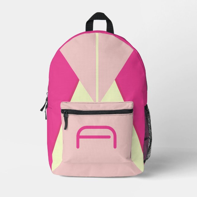 Personalised Name Modern Pink Graphic College Printed Backpack (Front)