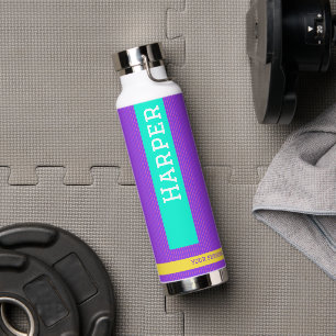 Personalised Name Modern Purple Water Bottle