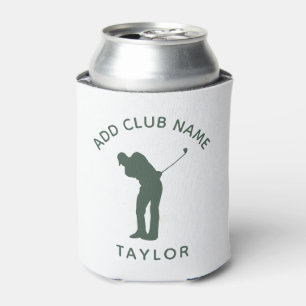 Personalised Name Modern Sage Green Golf Club Name Can Cooler