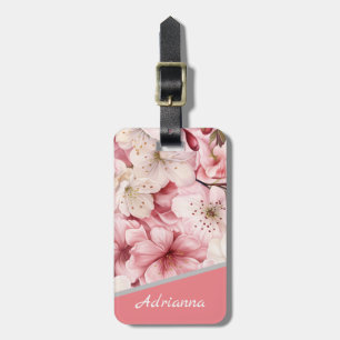 Personalised Name Modern Sakura Blossom Pink Luggage Tag