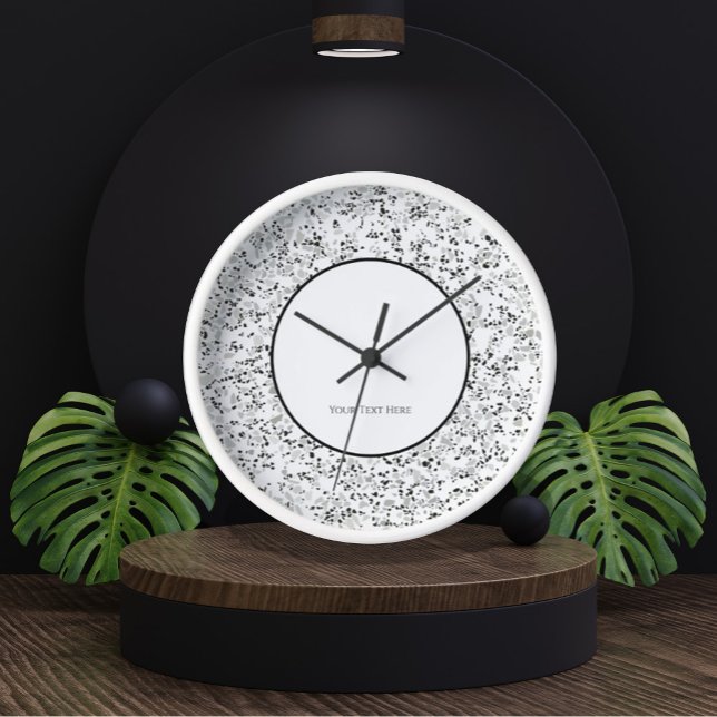 Personalised Name Modern White Terrazzo Clock (Personalized Name Modern White Terrazzo Clock by Looly Elzayat

)