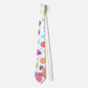 Personalised name monkey rainbow polka dots tie