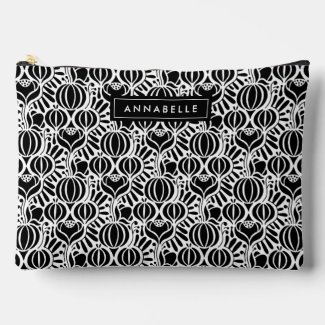 Personalised Name Monochrome Floral Damask Pattern