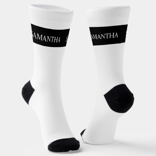 Personalised Name Monogram Basic Minimalistic   Socks (Angled)